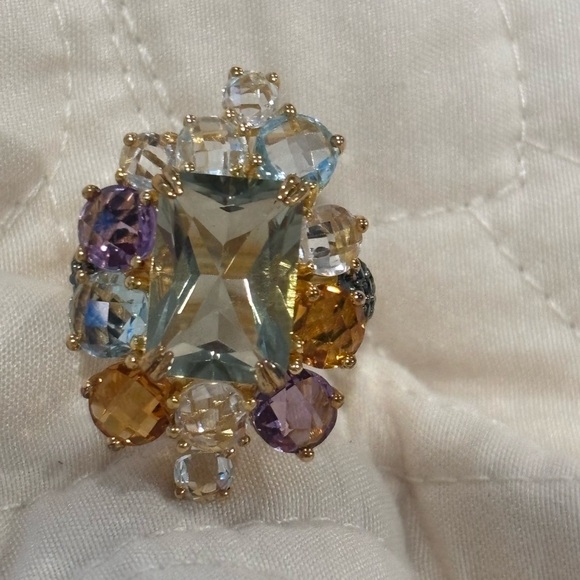 Lisa Robertson Elegant Multicolor Gemstone Ring SO MUCH DETAIL - Picture 1 of 11